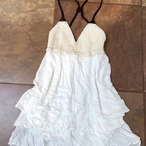 Ruffle dress with crochet and braided straps
